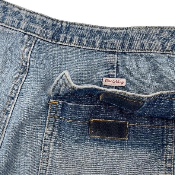 Vintage 90s Jean Shorts Old Navy Drawstring Waist Patch Pocket Light Wash | Sz 4 - Picture 7 of 9
